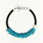 Τurquoise Suede Black Rubber Necklace Christina Brampti