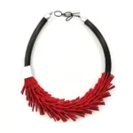 Red Suede Black Rubber Necklace Christina Brampti