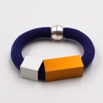 Blue Cord Bracelet with Geometric  Aluminium Details Christina Brampti