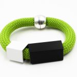 Green Cord Bracelet with Geometric  Aluminium Details Christina Brampti