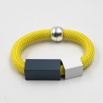 Yellow Cord Bracelet with Geometric  Aluminium Details Christina Brampti