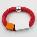 Red Cord Bracelet with Geometric  Aluminium Details Christina Brampti