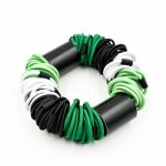 Elastic Striped Cords Black Aluminium Tube Bracelet Christina Brampti