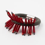 Grey Cord Red Class Beads Bracelet Christina Brampti