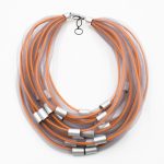 Mesh Rope Aluminium Small Tube Necklace K66V Christina Brampti Orange