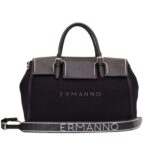 Γυναικεία HandBag Ermanno Scervino Large Double Ruby Canvas Μαύρο