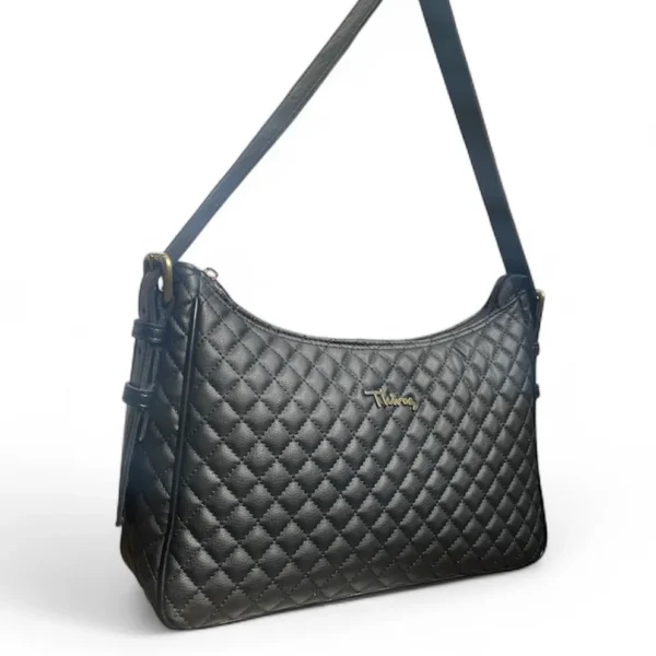 Γυναικεία Τσάντα Ώμου Καπιτονέ,Thiros Glam μαύρη