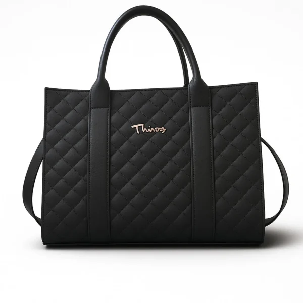 Γυναικεία Τσάντα Tote Καπιτονέ,Thiros Glam μαύρη