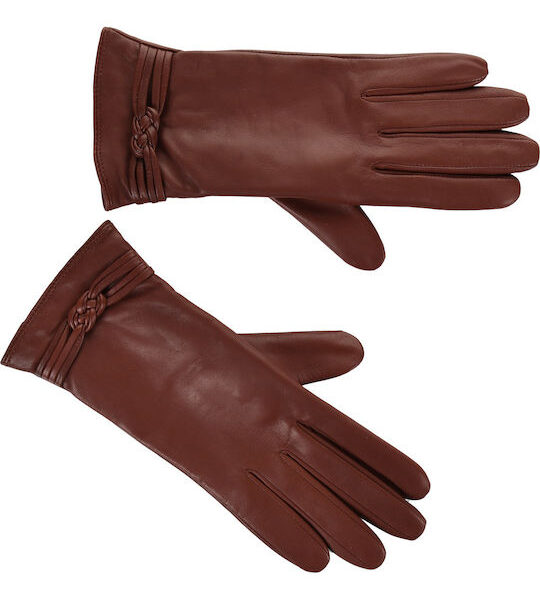 Γυναικεία Δερμάτινα Γάντια Guy Laroche,Καφέ
